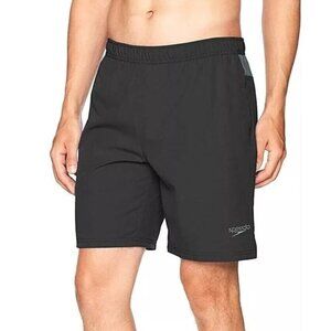 Speedo Men's M 32/34 Black Tech Volley Swim Shorts UPF Protection N0485